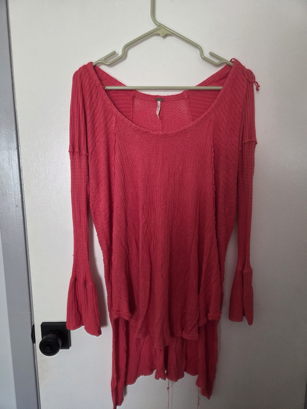 Free People Waffle Ribbed Knit High-Low Tunic Top L
